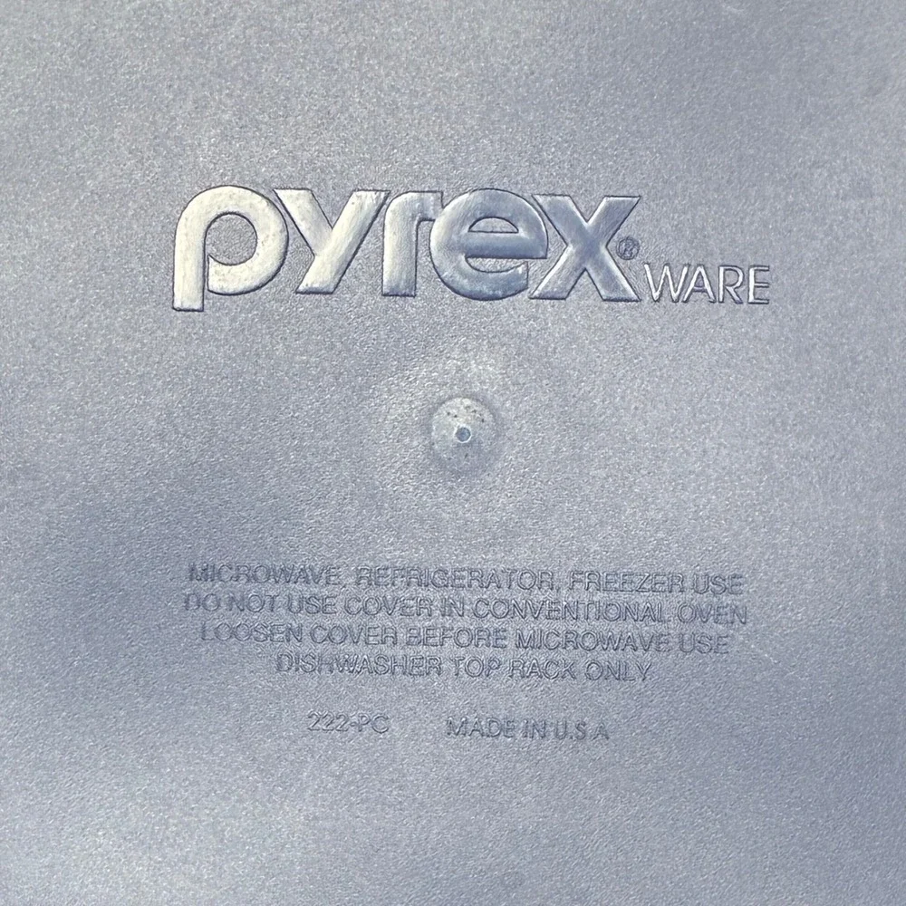 Pyrex Blue Square Plastic Replacement Lid 222-PC for 8x8 2 Qt Baking Dish